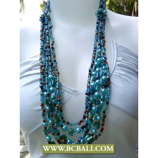 Pearls Blue and Shells Nugets Fashion Squins Necklaces